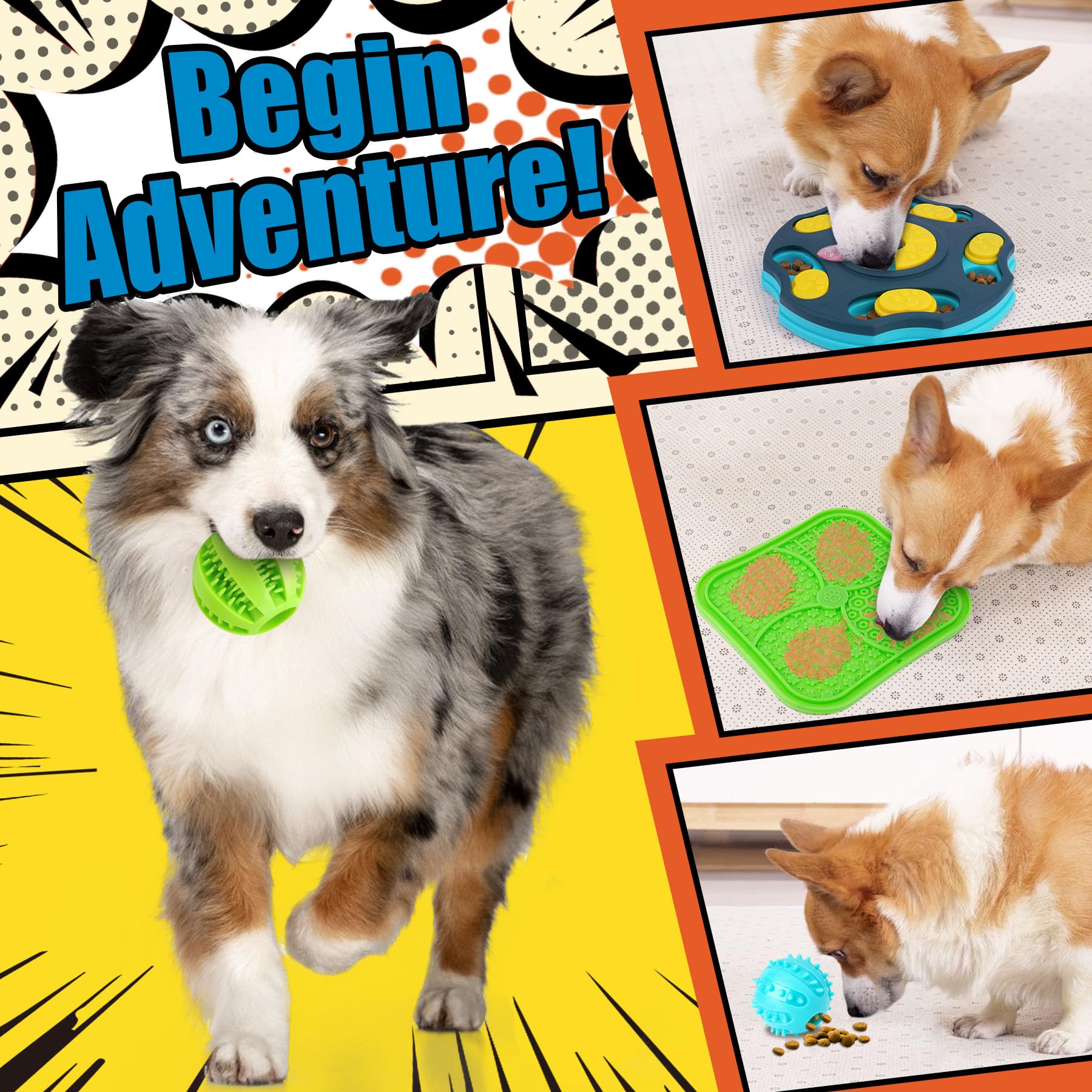 Forfon 9-Piece Dog Puzzle Toy Set: Lick Mats, Treat Balls, and Slow Feeder for Small to Medium Dogs