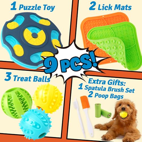 Forfon 9-Piece Dog Puzzle Toy Set: Lick Mats, Treat Balls, and Slow Feeder for Small to Medium Dogs