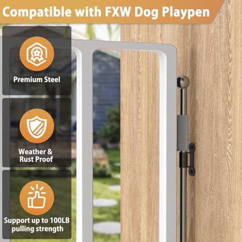 ForoGore 4 Pack Fence to Wall Anchor – Black Alloy Steel for Dog Playpen – Includes Screws