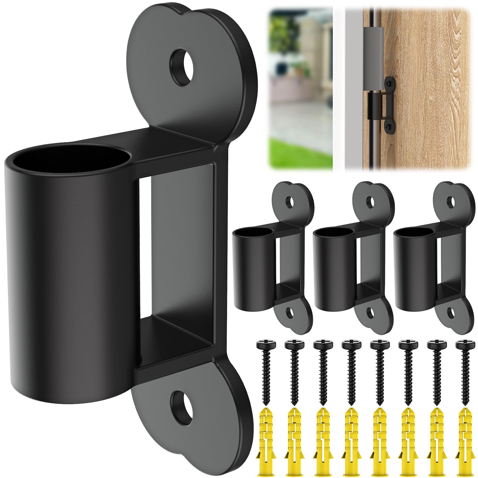 ForoGore 4 Pack Fence to Wall Anchor – Black Alloy Steel for Dog Playpen – Includes Screws