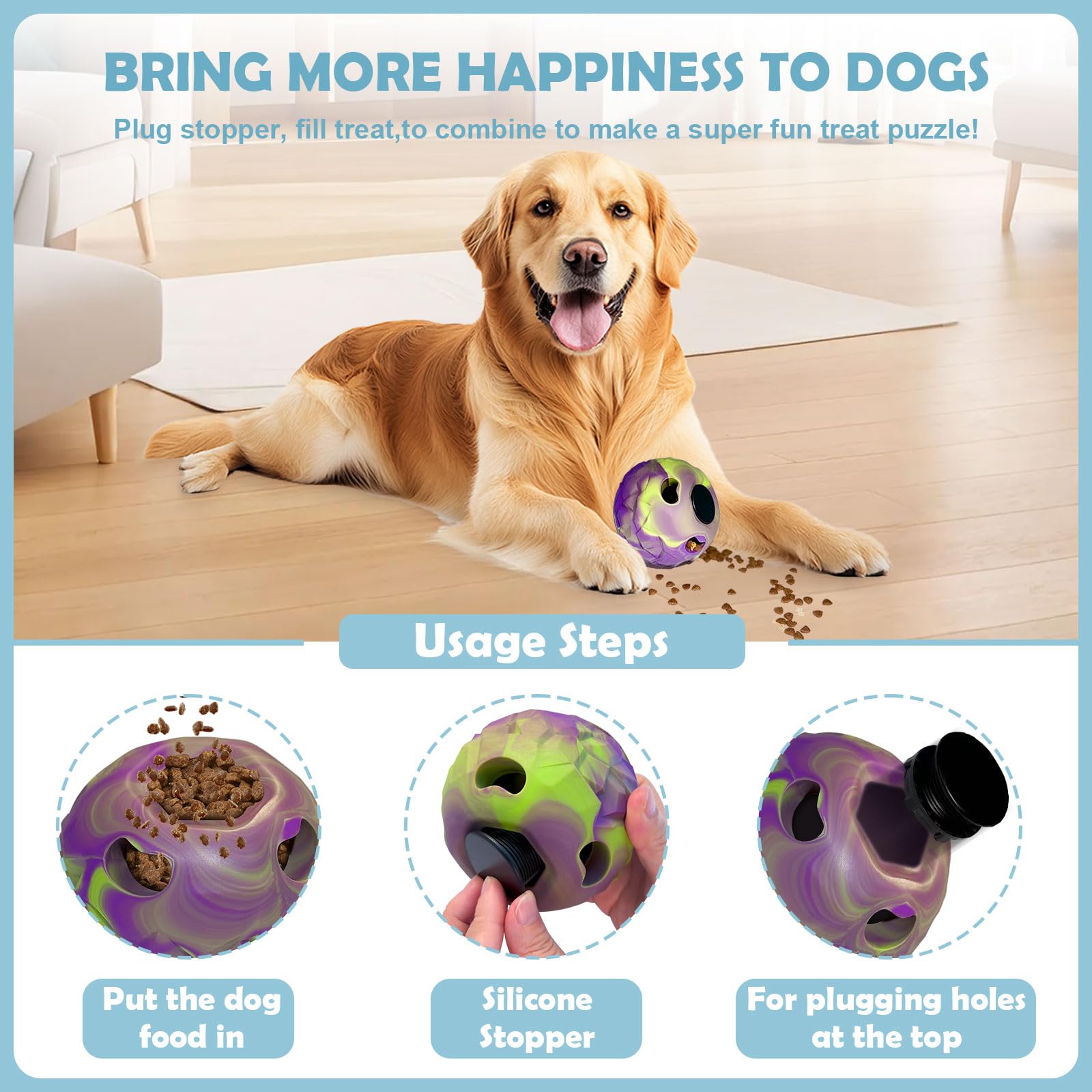 Freezeball Dog Frozen Treat Toy - Large Purple - Slow Feeder & Treat Dispenser for Interactive Play