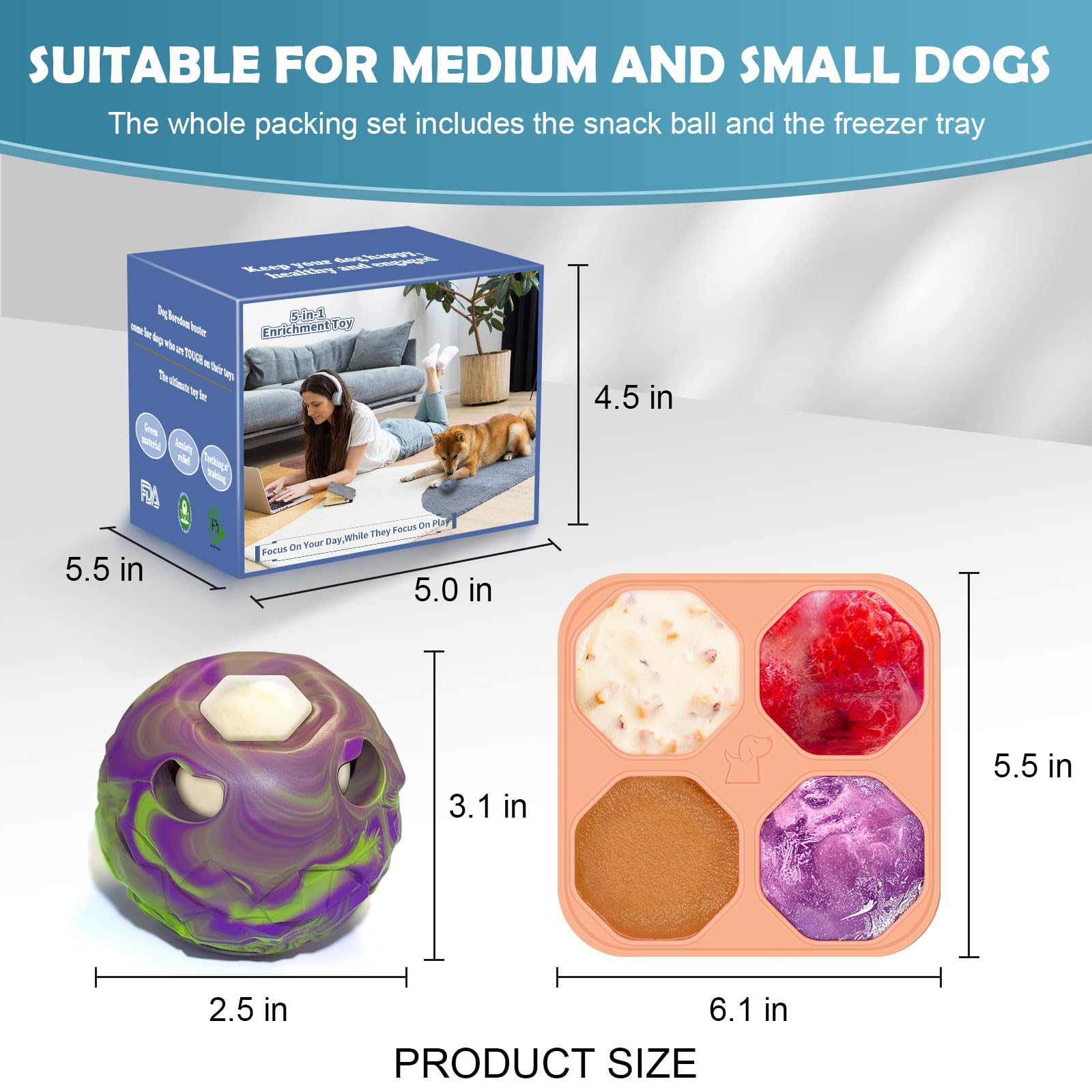 Freezeball Dog Frozen Treat Toy - Large Purple - Slow Feeder & Treat Dispenser for Interactive Play