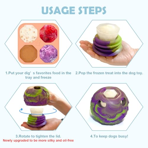Freezeball Dog Frozen Treat Toy - Large Purple - Slow Feeder & Treat Dispenser for Interactive Play