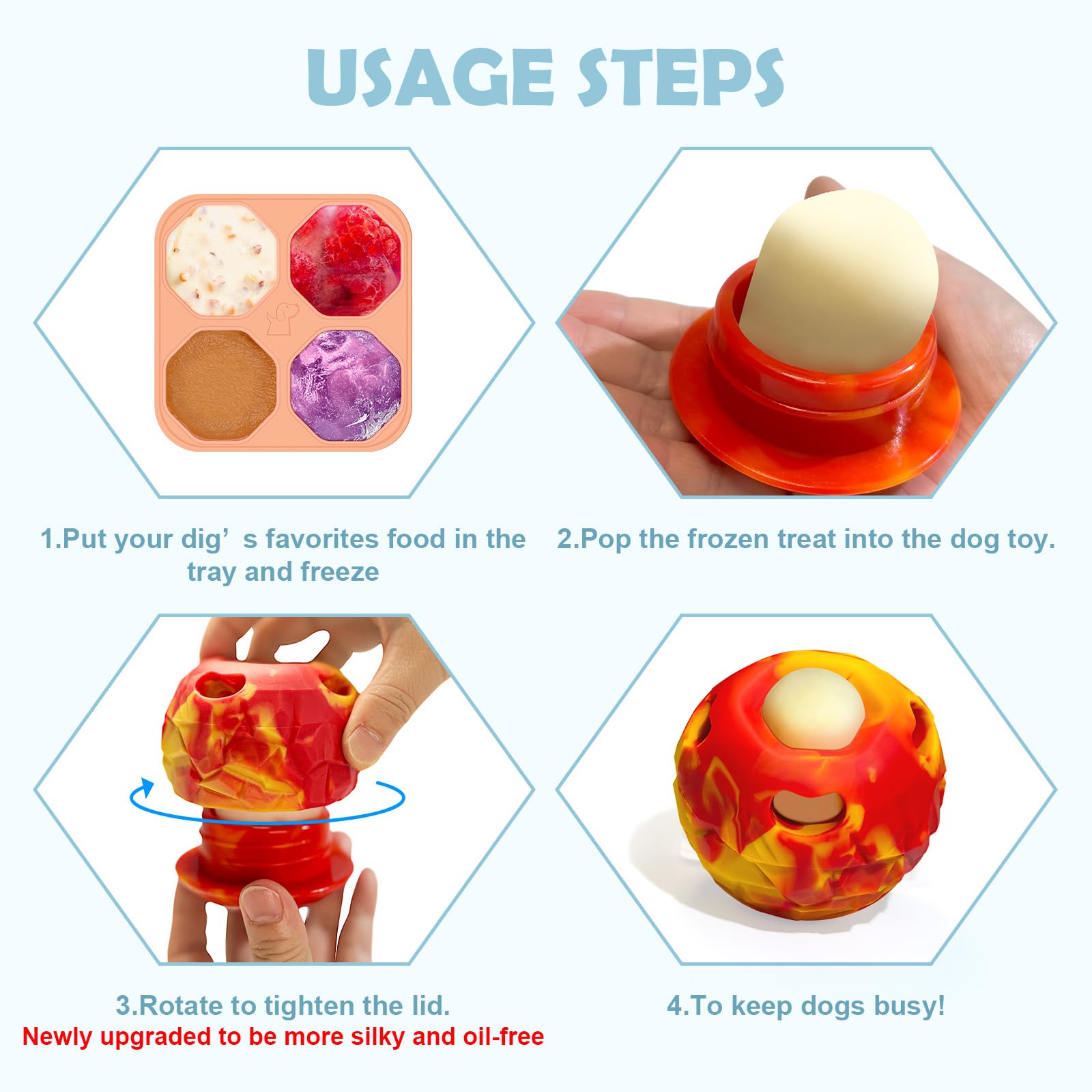 Freezeball Dog Frozen Treat Toy – Slow Feeder & Treat Dispenser for Small Dogs, Red, Large Size