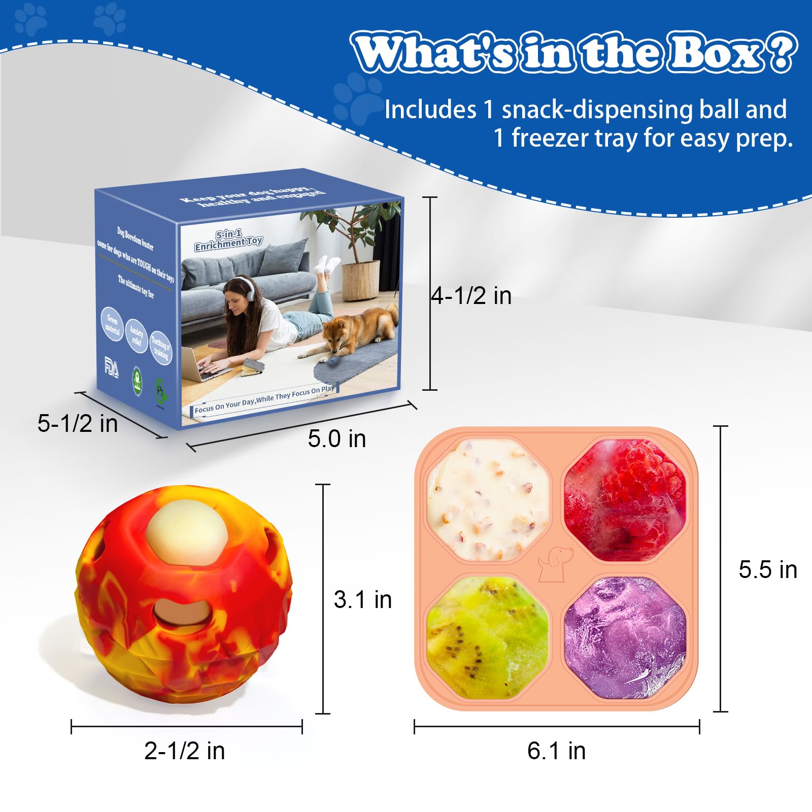 Freezeball Dog Frozen Treat Toy – Slow Feeder & Treat Dispenser for Small Dogs, Red, Large Size