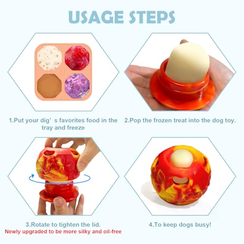 Freezeball Dog Frozen Treat Toy – Slow Feeder & Treat Dispenser for Small Dogs, Red, Large Size
