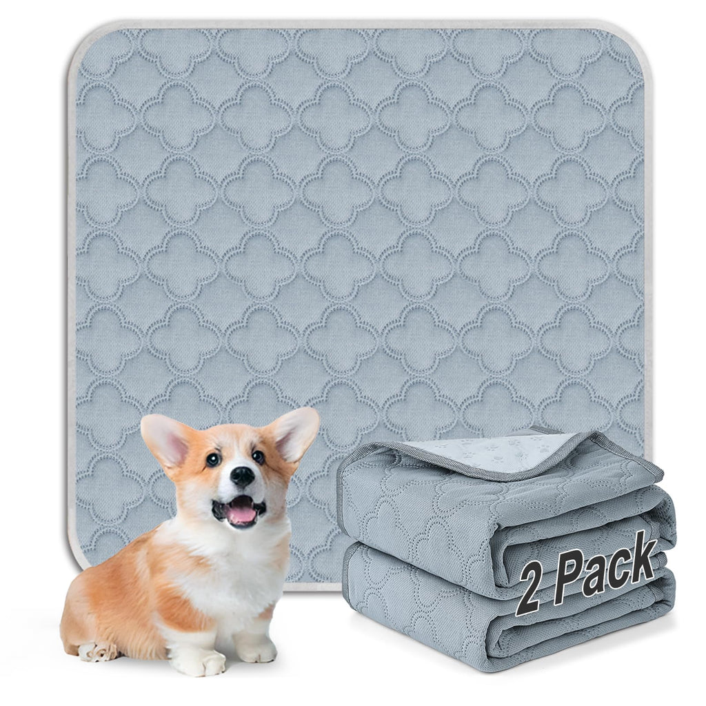 FunFurry Washable Pee Pads for Dogs - Reusable, Waterproof, Non-Slip, Light Grey 24x24 (2-Pack)
