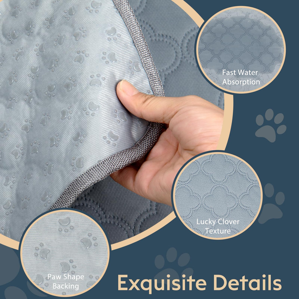 FunFurry Washable Pee Pads for Dogs - Reusable, Waterproof, Non-Slip, Light Grey 24x24 (2-Pack)