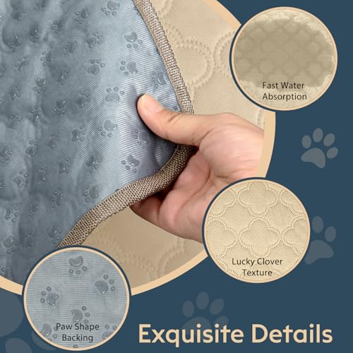 FunFurry Washable Pee Pads for Dogs – 2 Pack Reusable 24x36 Cream Training Pads with Non-Slip Backing