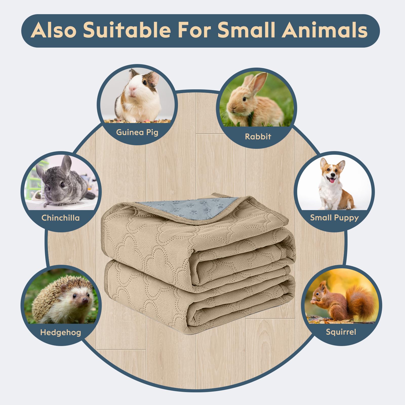 FunFurry Washable Pee Pads for Dogs – 2 Pack Reusable 24x36 Cream Training Pads with Non-Slip Backing