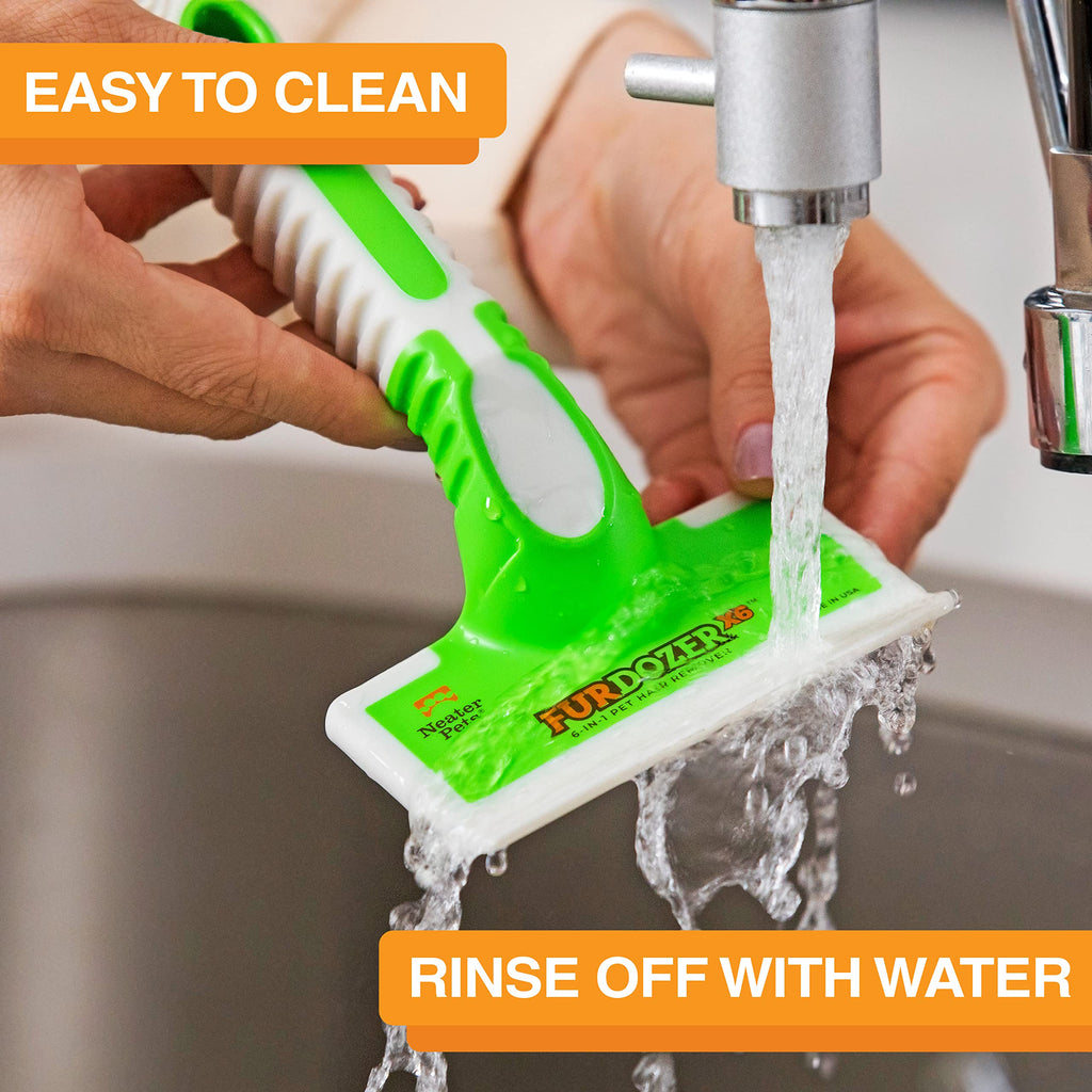 FurDozer X6 Pet Hair Remover - Green, 6-in-1 Manual Tool for Carpets, Couches, Car Interiors & More