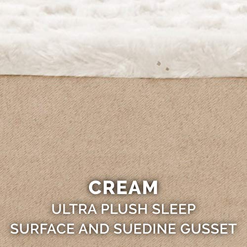 Furhaven Replacement Dog Bed Cover – Ultra Plush Faux Fur & Suede, Machine Washable, Large (Cream)