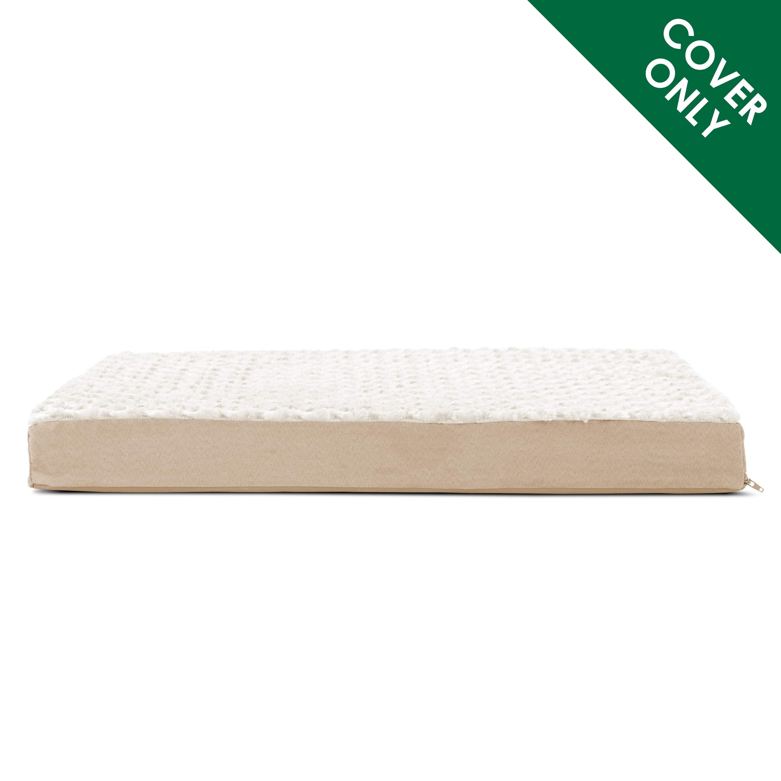 Furhaven Replacement Dog Bed Cover – Ultra Plush Faux Fur & Suede, Machine Washable, Large (Cream)
