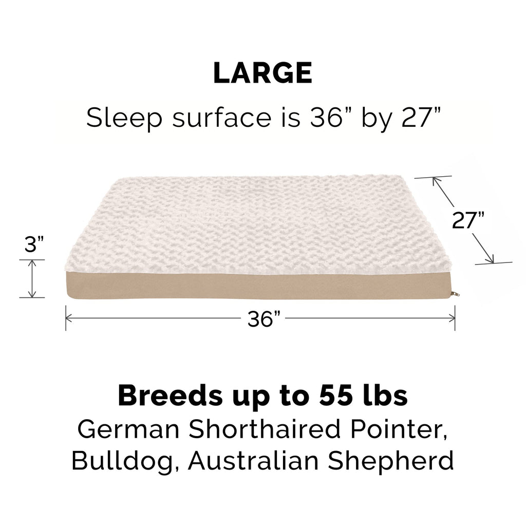 Furhaven Replacement Dog Bed Cover – Ultra Plush Faux Fur & Suede, Machine Washable, Large (Cream)