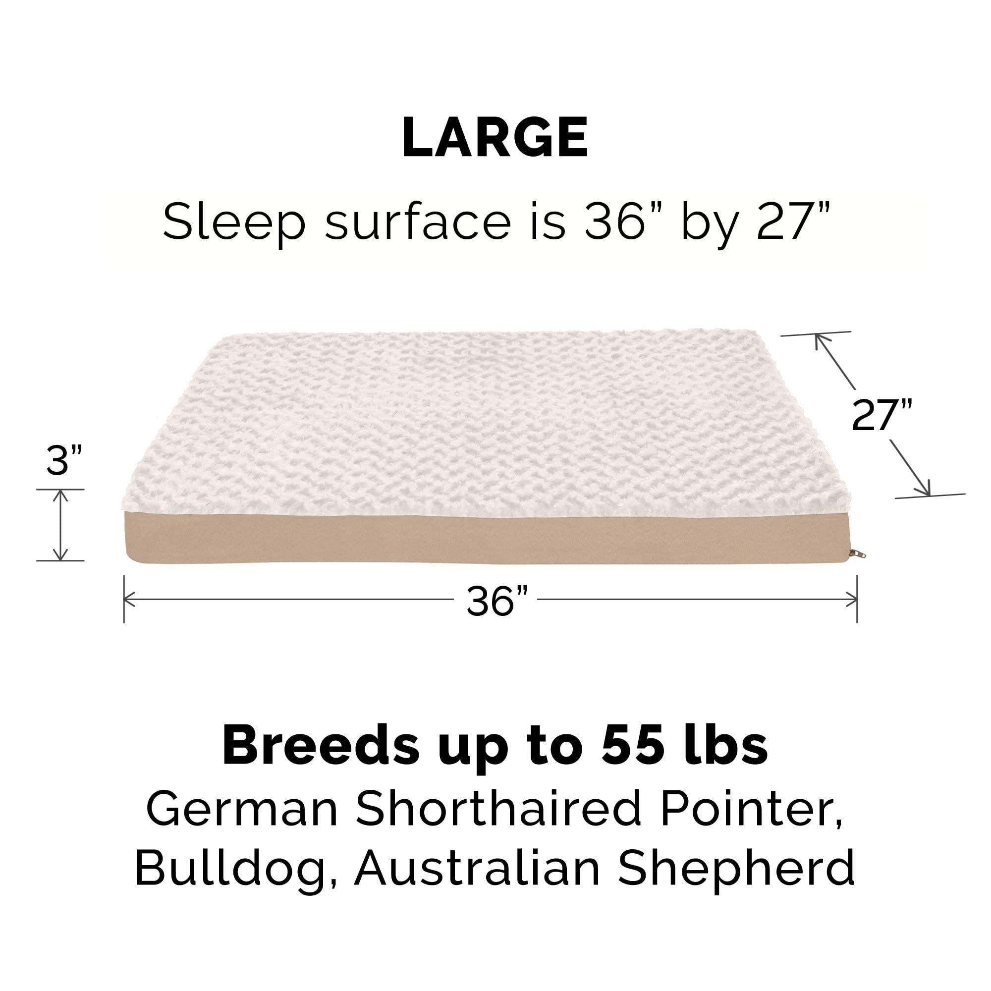 Furhaven Replacement Dog Bed Cover – Ultra Plush Faux Fur & Suede, Machine Washable, Large (Cream)