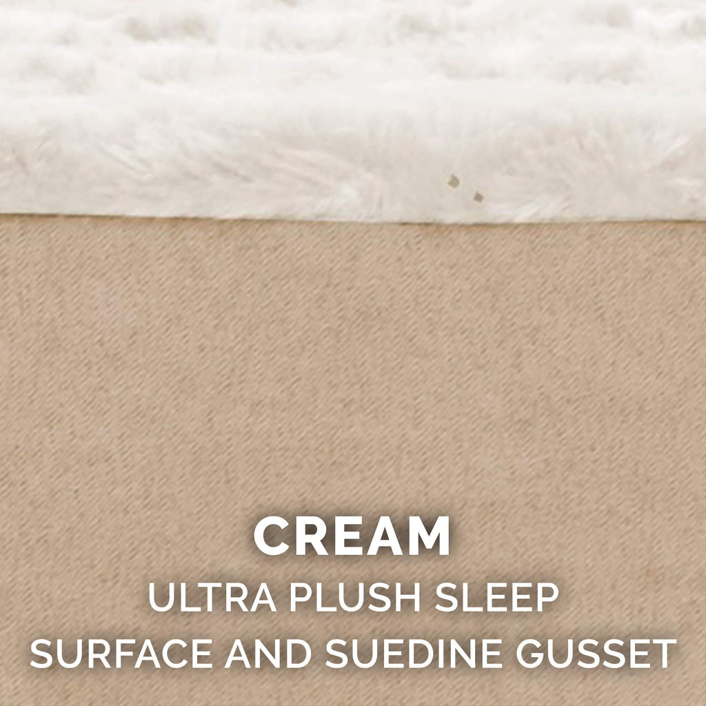 Furhaven Replacement Dog Bed Cover – Ultra Plush Faux Fur & Suede, Machine Washable, Large (Cream)