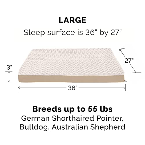 Furhaven Replacement Dog Bed Cover – Ultra Plush Faux Fur & Suede, Machine Washable, Large (Cream)