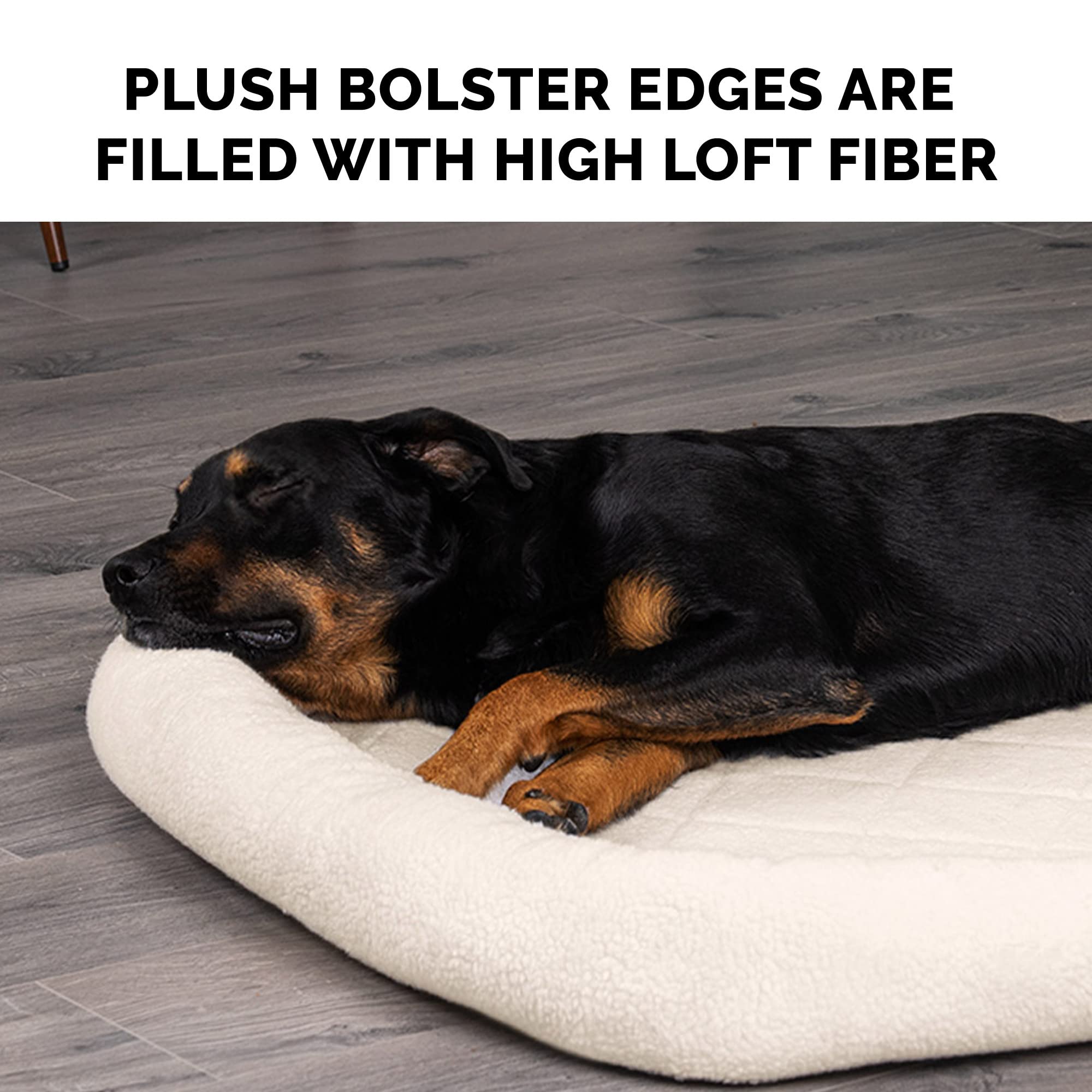 FurHaven Small Dog Bed Bolster Crate Pad – Sherpa Fleece, Machine Washable, Cream, 24x18x2.25 Inches