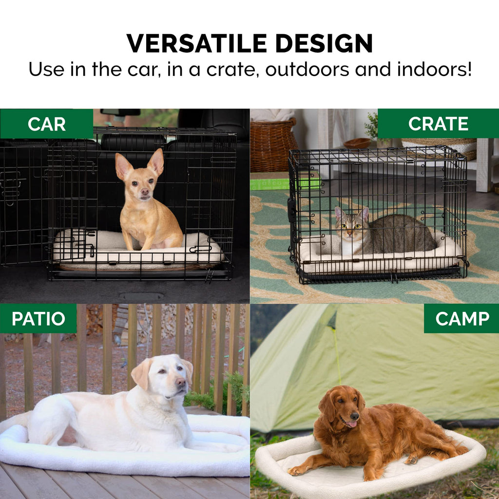 FurHaven Small Dog Bed Bolster Crate Pad – Sherpa Fleece, Machine Washable, Cream, 24x18x2.25 Inches