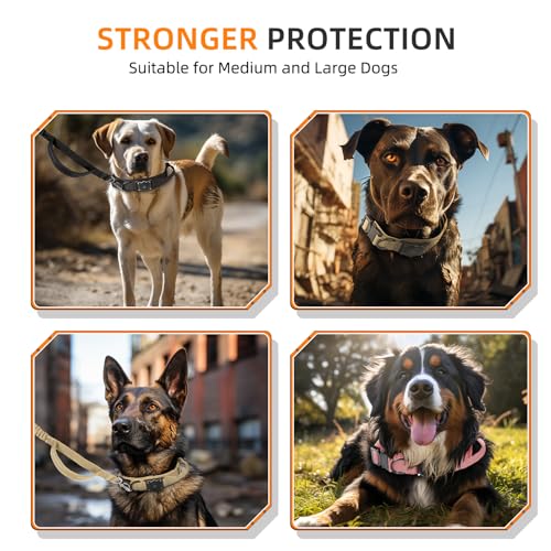 Furrigo Pink Tactical AirTag Dog Collar XL – Integrated Waterproof Holder, Adjustable with Handle