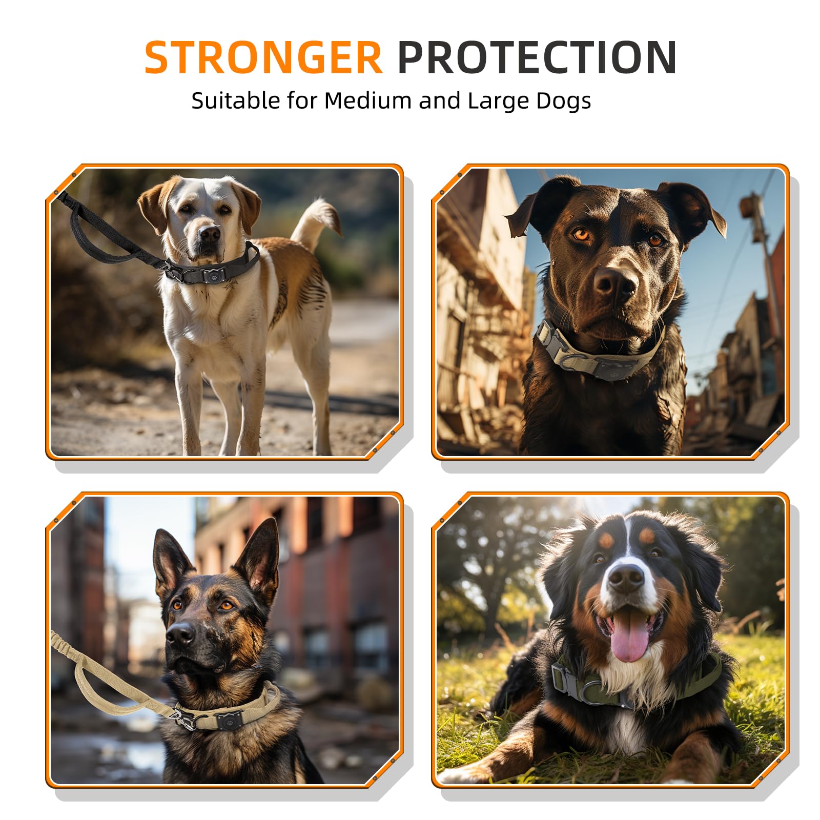Furrigo Tactical AirTag Dog Collar (Black, XL) - Waterproof Integrated Holder for Medium Large Dogs