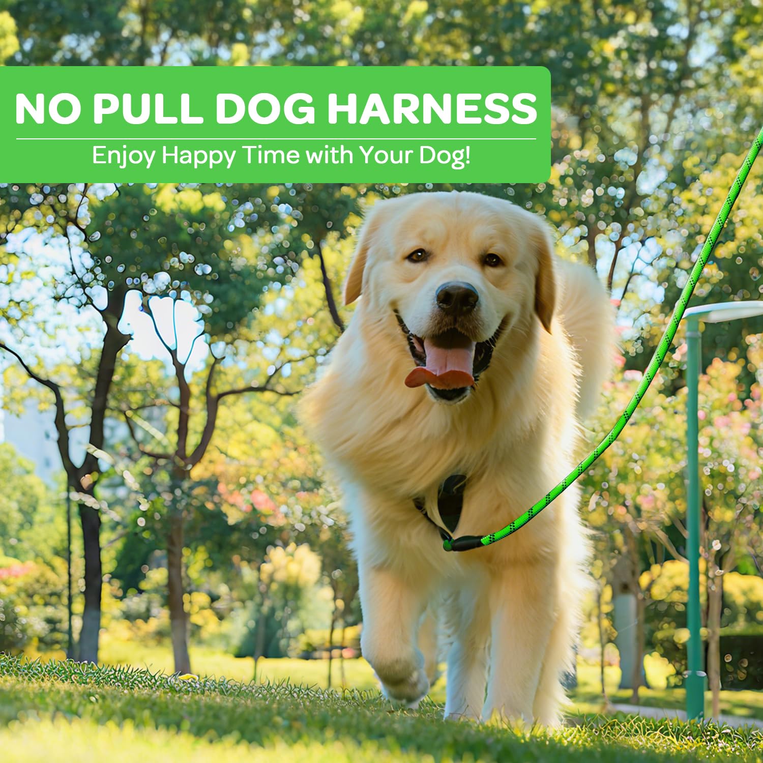 FURRYFECTION Plaid Dog Harness for Small Dogs - Reflective No Pull Vest with Front Clip and Leash (Green, S)