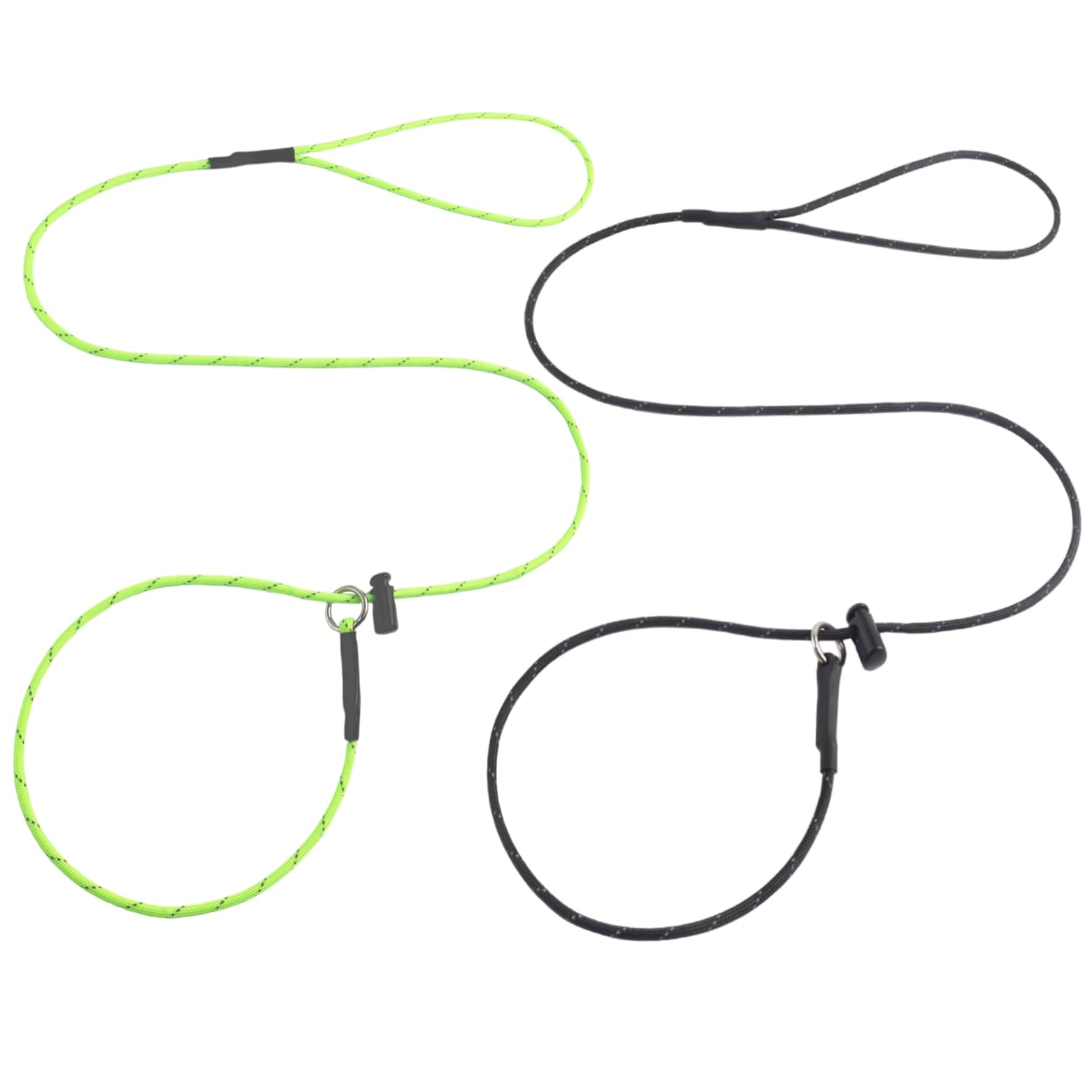 FURSDOLY Reflective Slip Lead Leash Set – 4.3mm Paracord, 1000lb Pull Force, 4 FT (Black & Neon Green)
