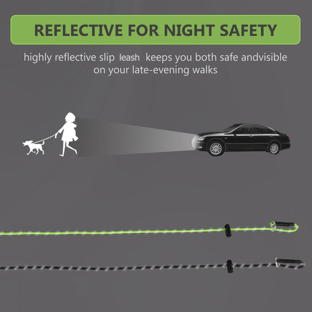 FURSDOLY Reflective Slip Lead Leash Set – 4.3mm Paracord, 1000lb Pull Force, 4 FT (Black & Neon Green)