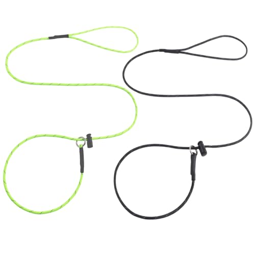 FURSDOLY Reflective Slip Lead Leash Set – 4.3mm Paracord, 1000lb Pull Force, 4 FT (Black & Neon Green)