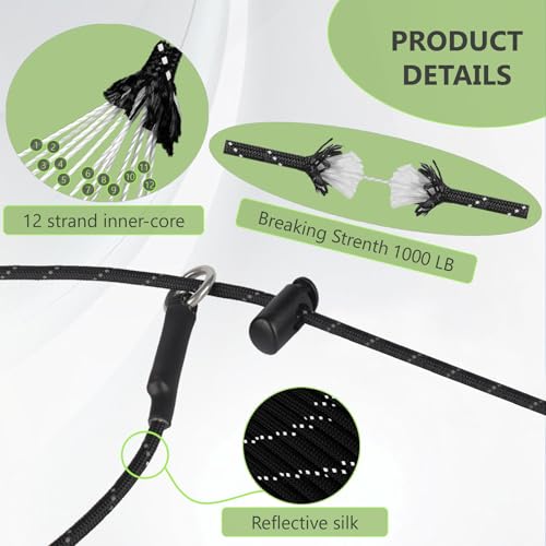 FURSDOLY Reflective Slip Lead Leash Set – 4.3mm Paracord, 1000lb Pull Force, 4 FT (Black & Neon Green)