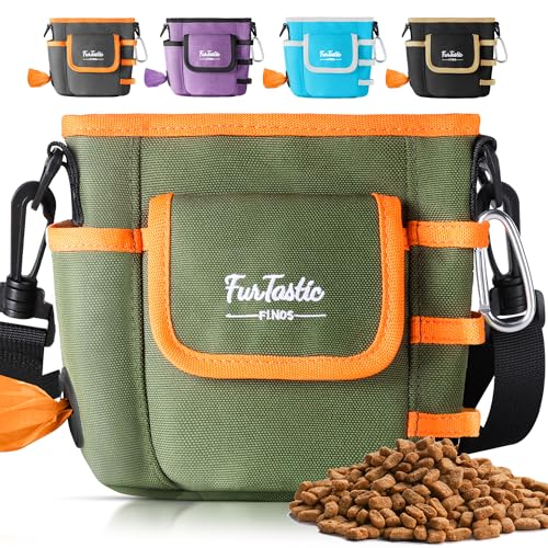 FurtasticFinds Dog Treat Pouch - Green, Magnetic Quick-Release, 900D Waterproof, 3-Way Wear for Training and Walks