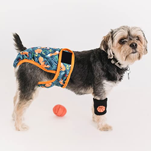 Fuz Bigaza Washable Dog Diapers 3 Pack - Reusable Female Dog Diapers for Heat, Medium (Giraffe, Tucan, Fox)