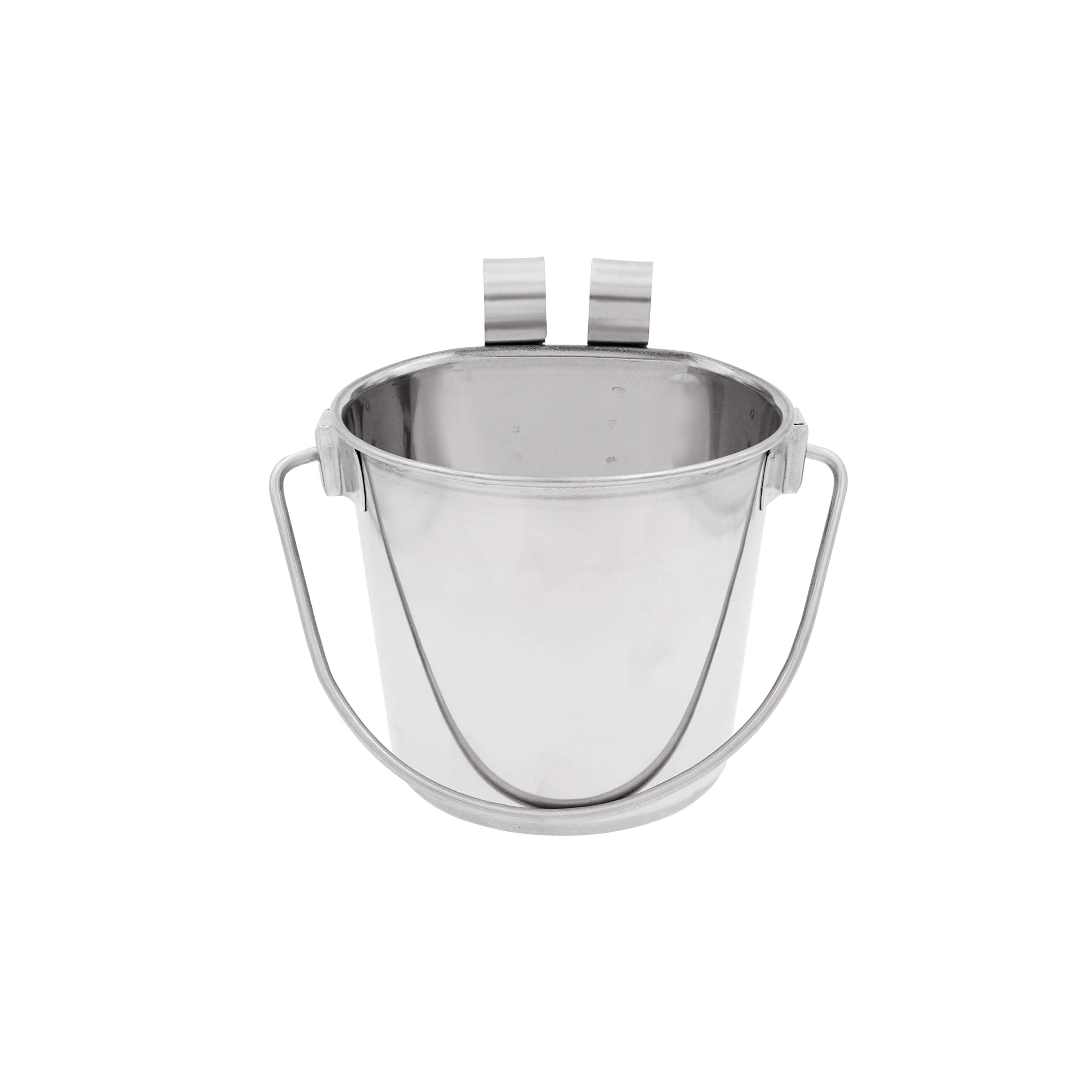Fuzzy Puppy Flat Sided Pail 1 Quart – Stainless Steel Kennel Bucket with Hooks