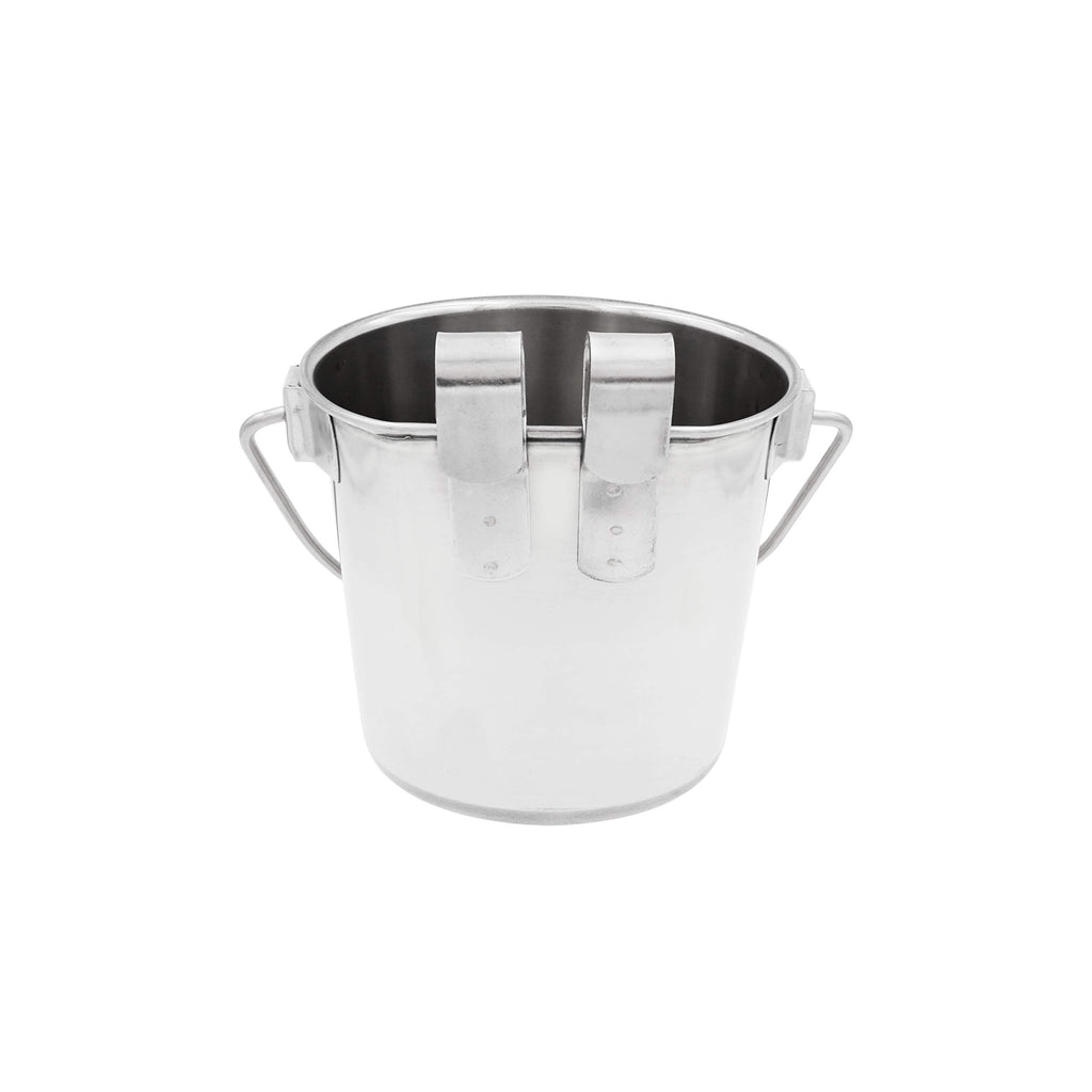 Fuzzy Puppy Flat Sided Pail 1 Quart – Stainless Steel Kennel Bucket with Hooks