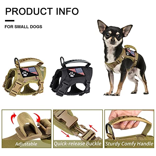FXGOING Camouflage Tactical Dog Harness XS with Handle, Front Clip, and Patches
