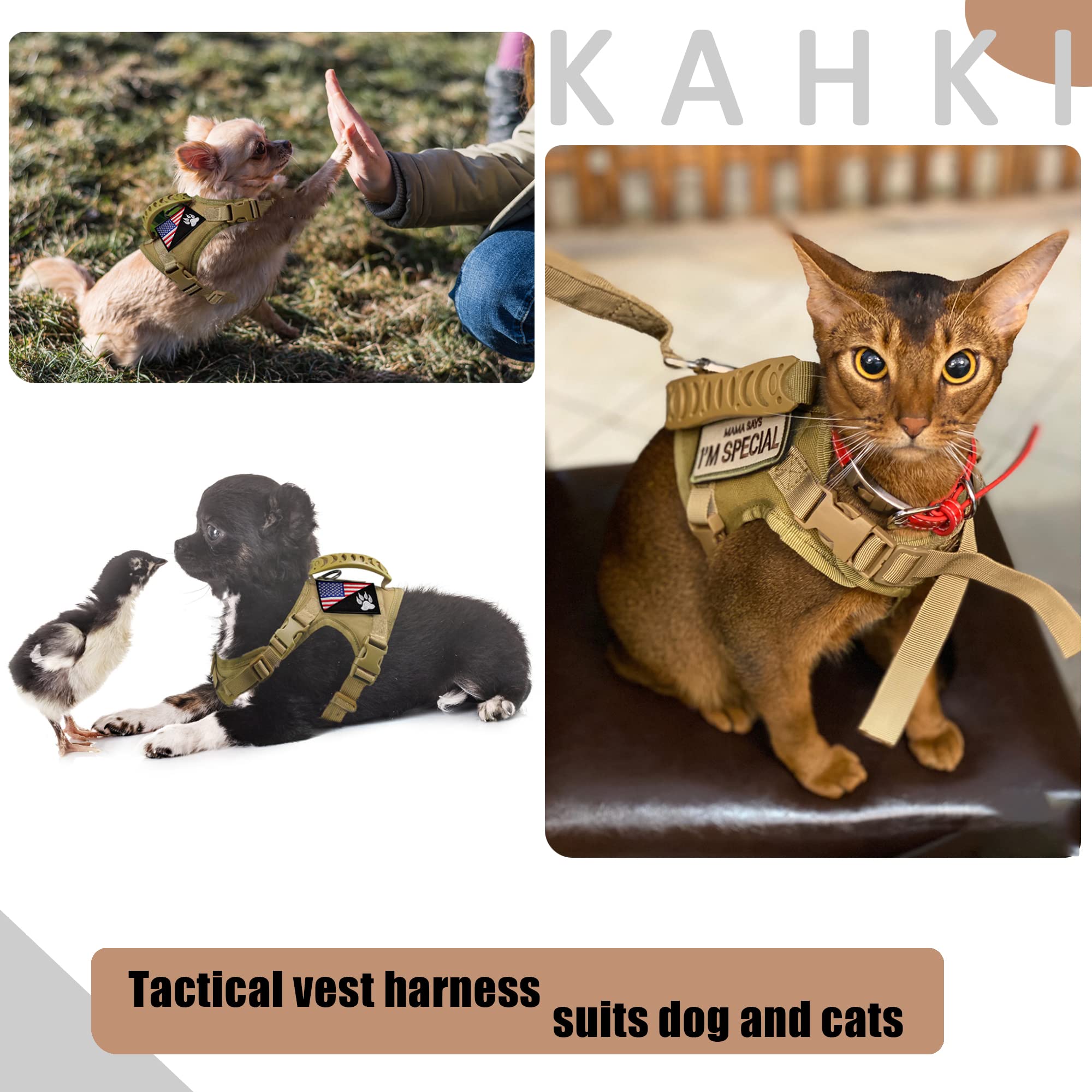 FXGOING Camouflage Tactical Dog Harness XS with Handle, Front Clip, and Patches