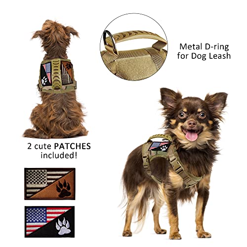 FXGOING Camouflage Tactical Dog Harness XS with Handle, Front Clip, and Patches