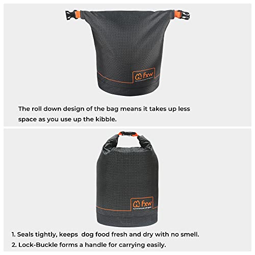 FXW Dog Food Travel Bag - Large Capacity Collapsible Kibble Storage (21 Cup) for RV Camping Road Trips - Gray
