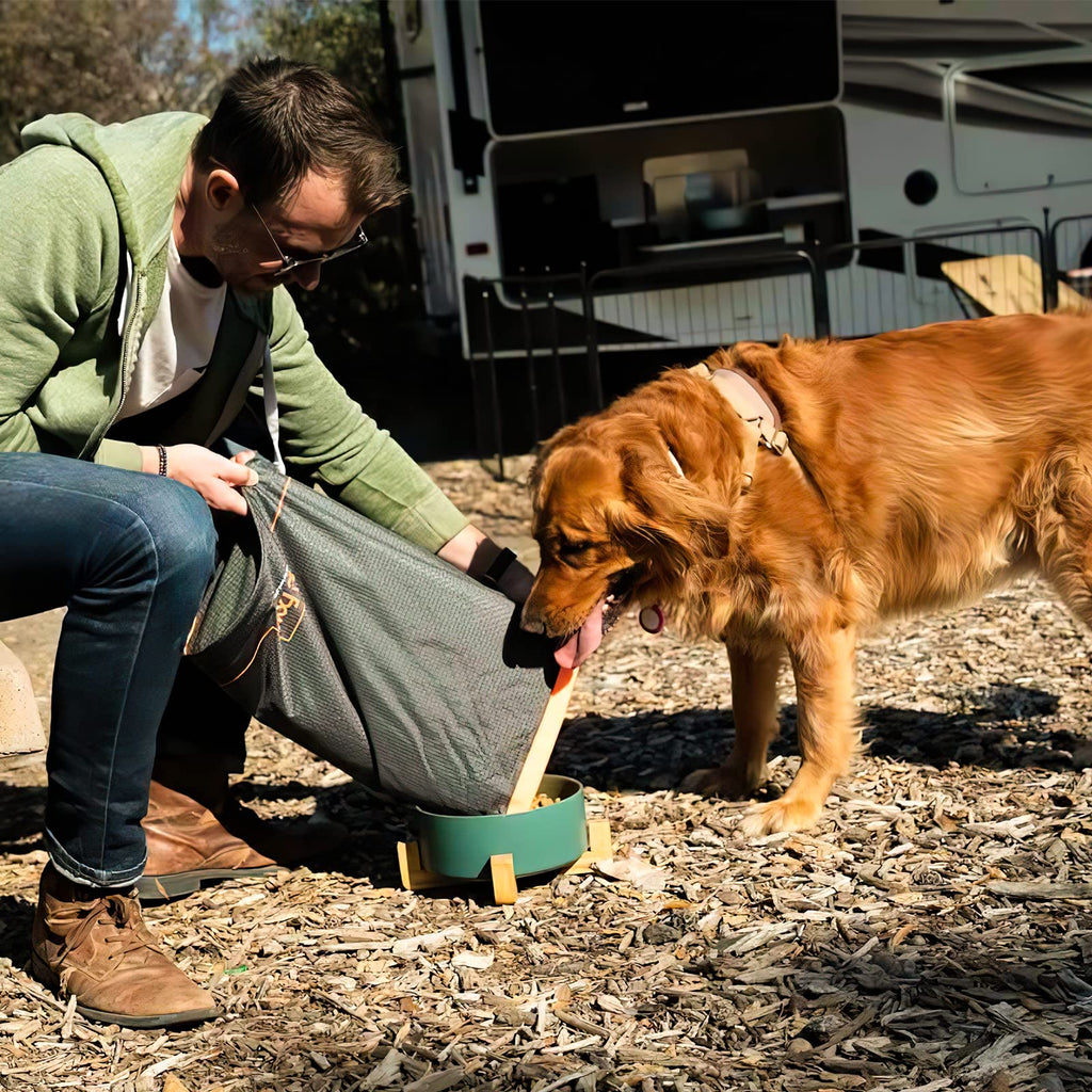 FXW Dog Food Travel Bag - Large Capacity Collapsible Kibble Storage (21 Cup) for RV Camping Road Trips - Gray