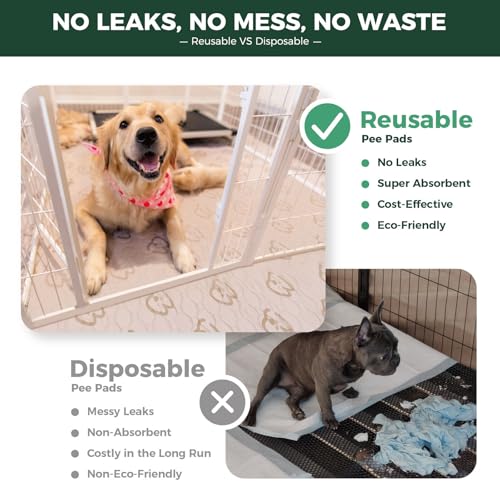 FXW Washable Dog Pee Pad, 39-Inch Square, Khaki, Leak-Proof & Non-Slip, 1 Pack