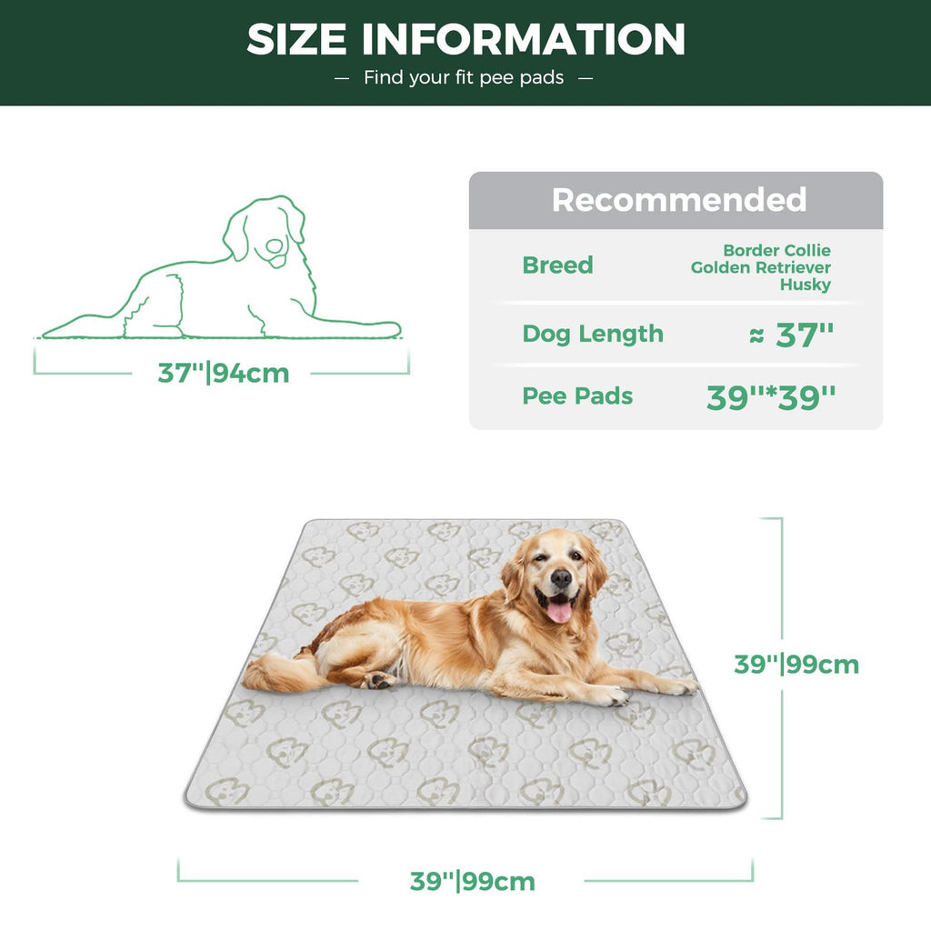 FXW Washable Dog Pee Pad, 39-Inch Square, Khaki, Leak-Proof & Non-Slip, 1 Pack