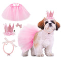 GAGILAND Pink Dog Tutu Birthday Outfit for Small Medium Dogs - Includes Hat, Necklace, Bowtie Hairpin (24-31 inch Waist)
