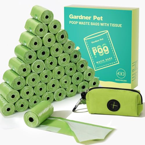 Gardner Pet Pine Scented Dog Poop Bags with Tissue Design, 288 Counts, Leak Proof, Extra Thick, Includes Dispenser, Recycled Materials