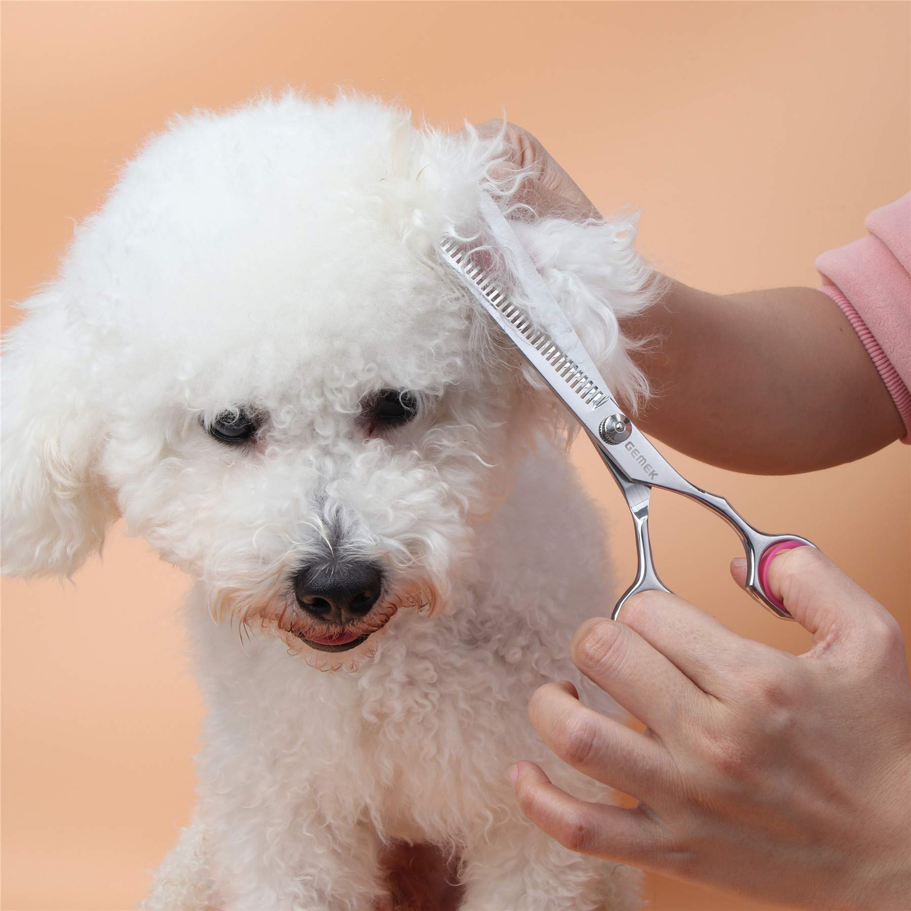 GEMEK 5-Piece Dog Grooming Scissors Set - 4CR Stainless Steel Round Tip Safety Shears Kit for Dogs Cats