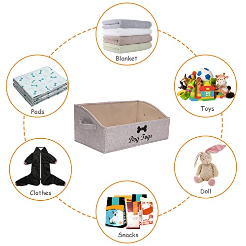 Geyecete Foldable Trapezoid Storage Basket - Collapsible Dog Toy Box, Light Brown, 19.7x11.2x8.3 Inches