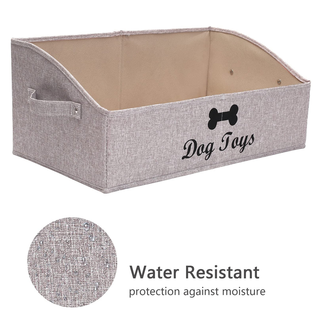 Geyecete Foldable Trapezoid Storage Basket - Collapsible Dog Toy Box, Light Brown, 19.7x11.2x8.3 Inches