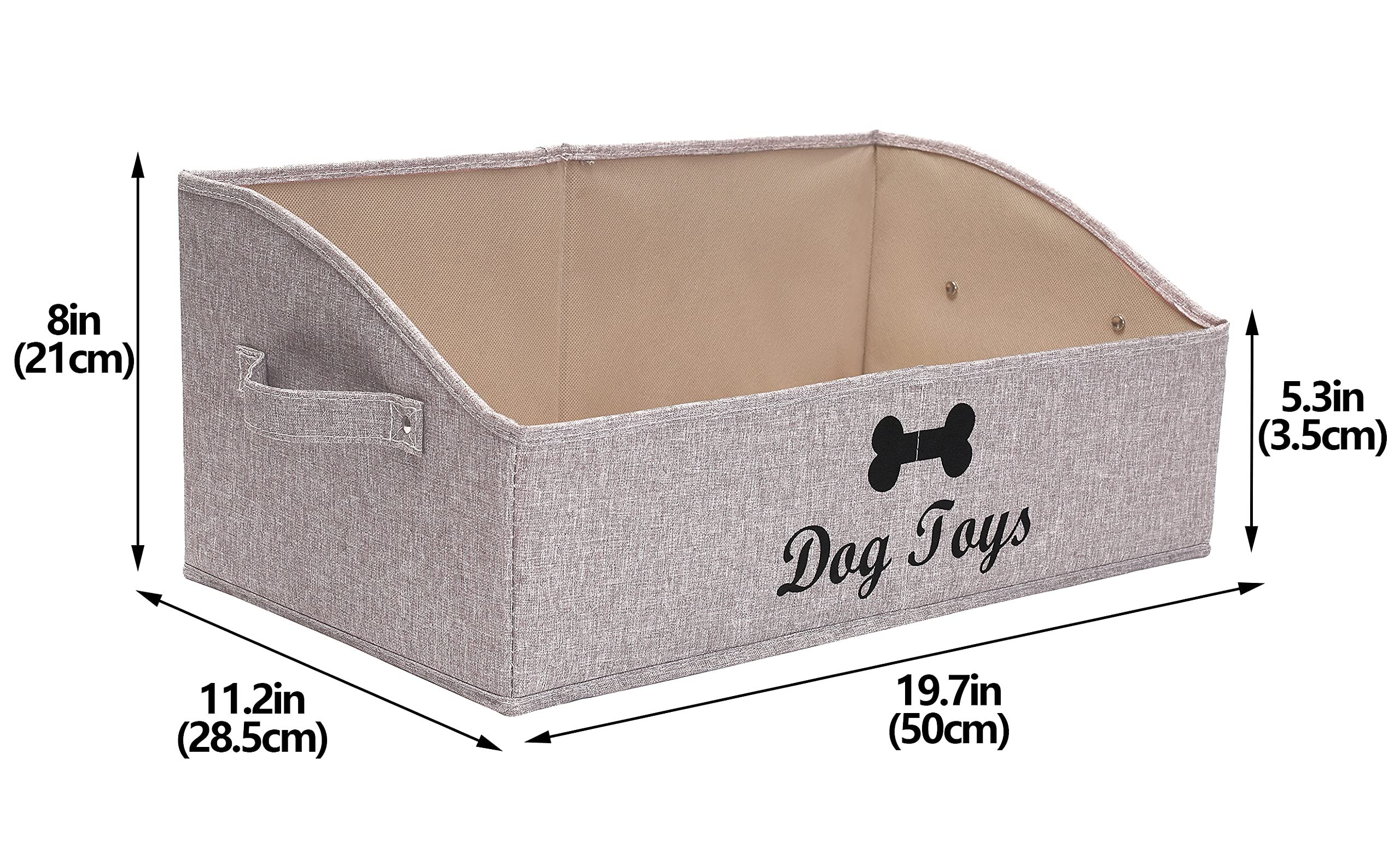 Geyecete Foldable Trapezoid Storage Basket - Collapsible Dog Toy Box, Light Brown, 19.7x11.2x8.3 Inches