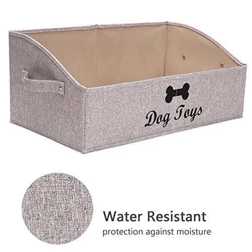 Geyecete Foldable Trapezoid Storage Basket - Collapsible Dog Toy Box, Light Brown, 19.7x11.2x8.3 Inches