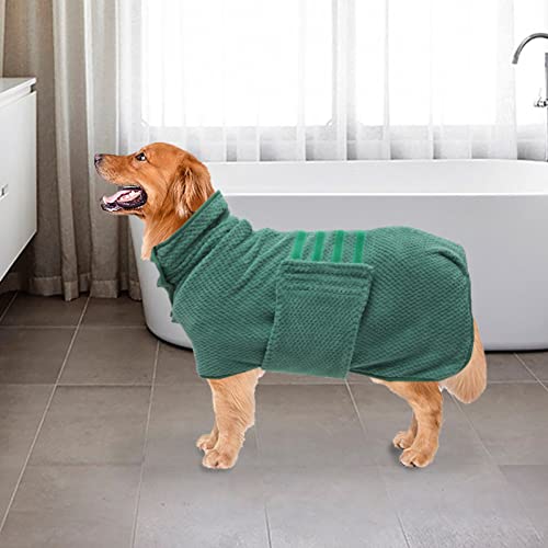 Geyecete Pineapple Grid Fast Drying Dog Bath Towel - Large, Green, Super Absorbent