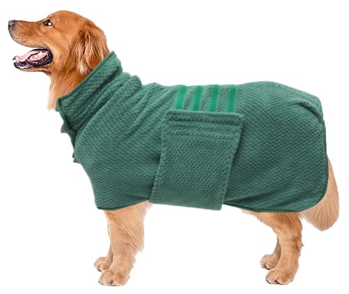 Geyecete Pineapple Grid Fast Drying Dog Bath Towel - Large, Green, Super Absorbent
